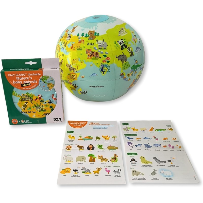 Globo terráqueo hinchable infantil Baby Animals de 30cm