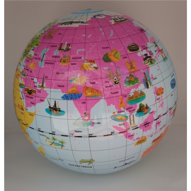 Globo terráqueo hinchable Maravillas del Mundo