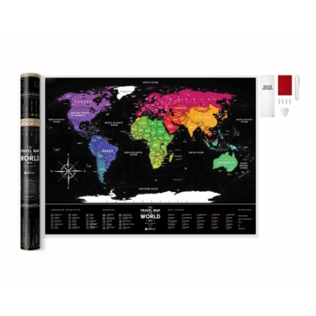 Mapamundi de rascar Viaje Negro Plástico 60x80