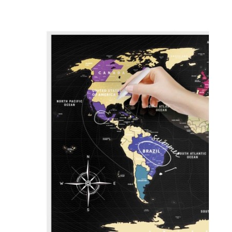 Mapamundi de rascar Viaje Negro Plástico 60x80