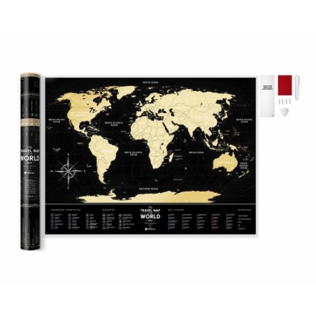 Mapamundi de rascar Viaje Negro Plástico 60x80
