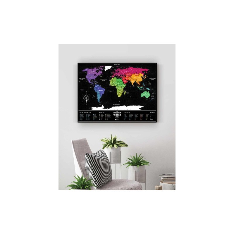 Mapamundi de rascar Viaje Negro Plástico 60x80