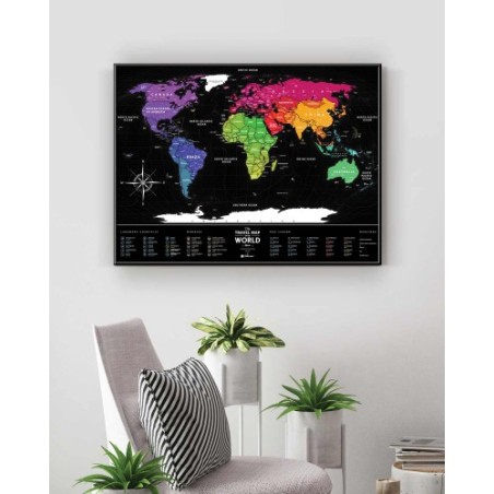 Mapamundi de rascar Viaje Negro Plástico 60x80