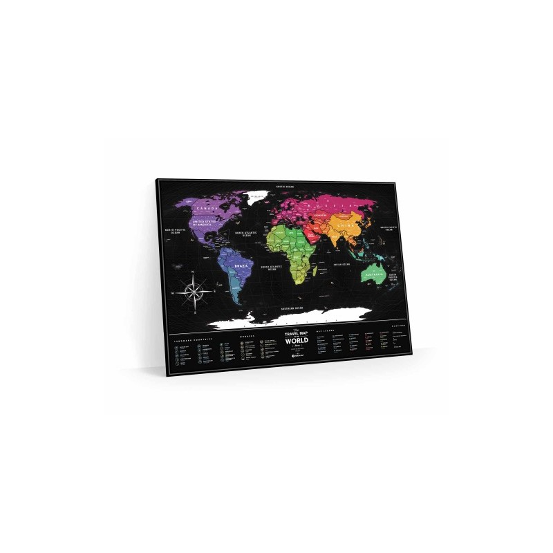 Mapamundi de rascar Viaje Negro Plástico 60x80