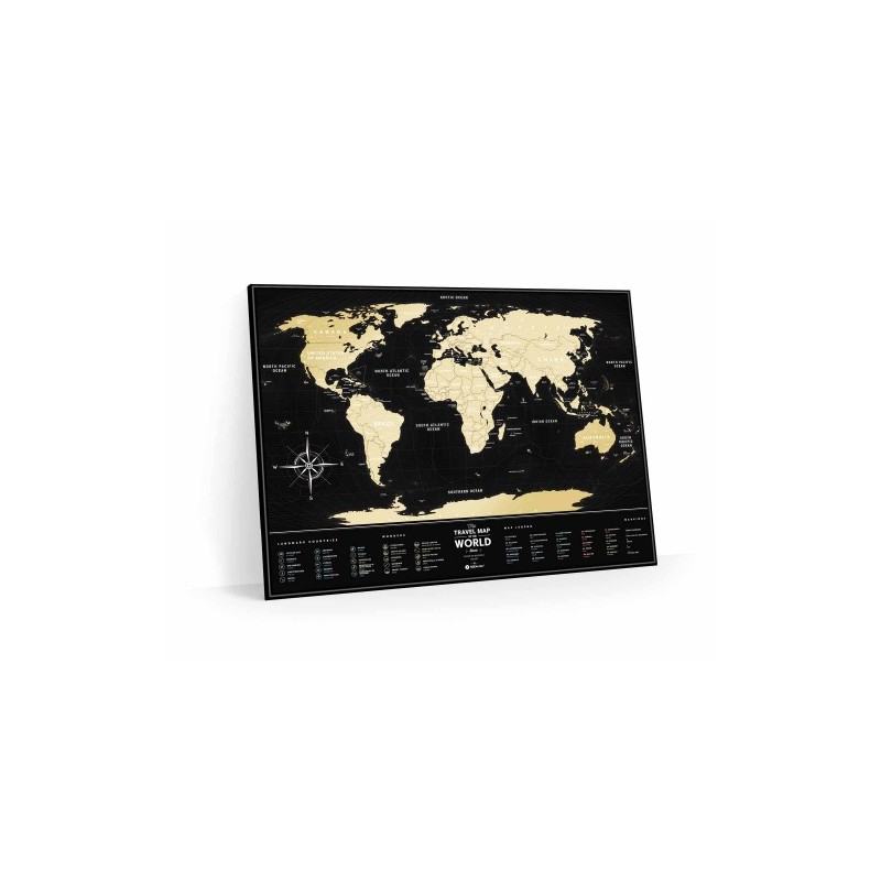 Mapamundi de rascar Viaje Negro Plástico 60x80
