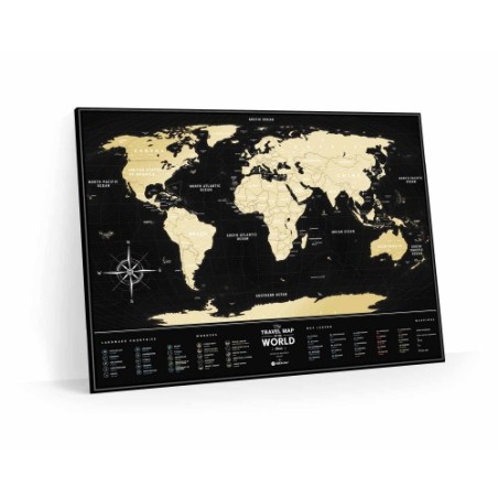 Mapamundi de rascar Viaje Negro Plástico 60x80