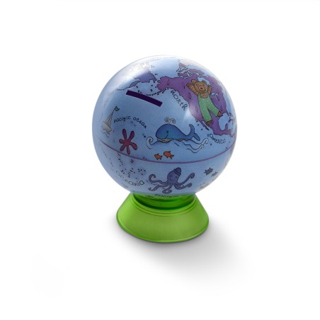 Globo terráqueo Hucha – Ahorra y aprende geografía