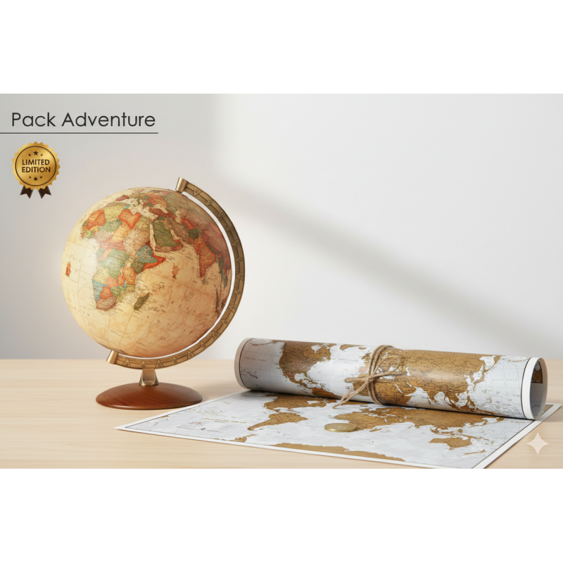 Pack Adventure | Globo Antiquus + Mapa de Rascar | Regalo Viajero